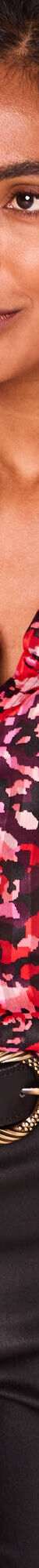 Chemisier imprimé col officier volanté (prune / rouge) Chemisier imprimé col officier volanté (prune / rouge)
